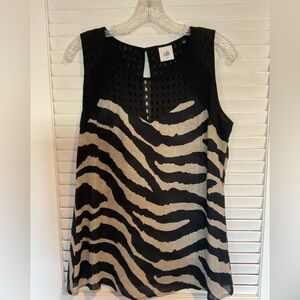 EUC CAbi top, Small, Black/Tan